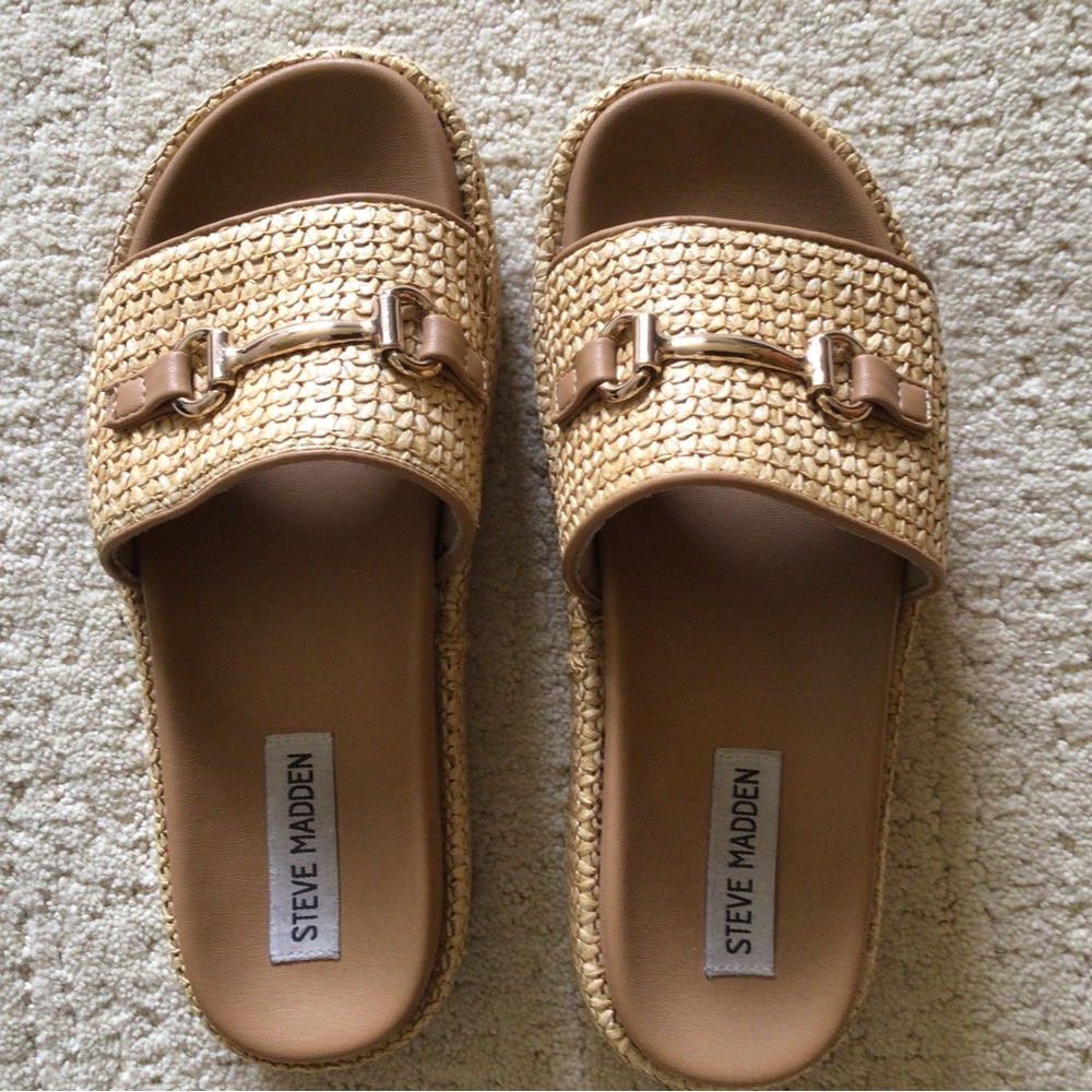 Steve Madden Tan Sandals with Woven Texture